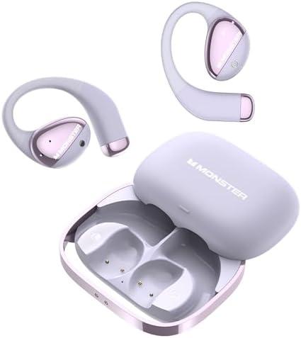 Monster Open Ear AC520 Headphones, Bluetooth 6.0 Wireless Earbuds with HiFi Sound, Open Ear Earbuds with 24H Playtime, Unique Handbag Design, ENC Clear Call, IPX6 Resistance（Purple）