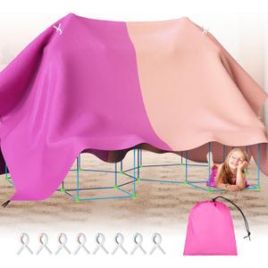 LOVEGRASS Blanket Fort Building Kit for Kids, Large Lightweight Fort Building Clips Blankets, Portable Indoor Playhouse Play Tent Fort, Fort Making Kit for Ages 4-12+