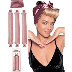 Classic Heatless Curls Overnight Rods - Upgraded Directional Grip Velvet Heatless Hair Curler to Sleep in No Heat Heatless Curling Flexi Rods Foam Hair Rollers for Blowout Look Medium & Long Hair