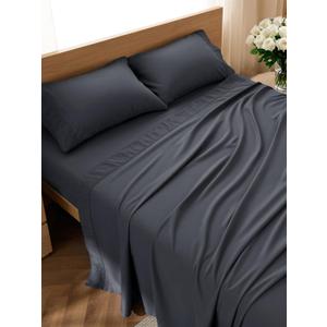 Bedsure Queen Sheet Set - 4 Pieces Soft Queen Size Sheets - Breathable & Cooling - Hotel Luxury - Easy Care Polyester Microfiber Bedding for Women, Men, Dark Grey