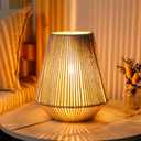 JHY DESIGN Woven Lampshade Table Lamp 8"H Cotton Rope Bedside Lamp Cordless Small Battery Operated Lamp Decorative Bedside Lamp with 6 Hours Timer for Bedroom Living Room Weddings Parties Patio Events