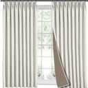 Pinch Pleated Curtains 45 inch Length, Faux Linen Curtains for Small Window, 85% Blackout, Thermal Insulated for Traverse Rod and Track (Lined, 40" W x 45" L, 1 Panel, Beige)