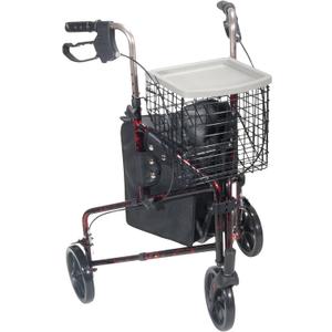 Drive Medical 10289RD Deluxe Foldable Rollator Walker, Black/Red