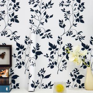 Heroad Peel & Stick Wallpaper - Floral Navy Blue Removable Boho Contact Paper for Cabinets & Bathroom - Waterproof Self-Adhesive Vinyl Roll 17.3''x196''