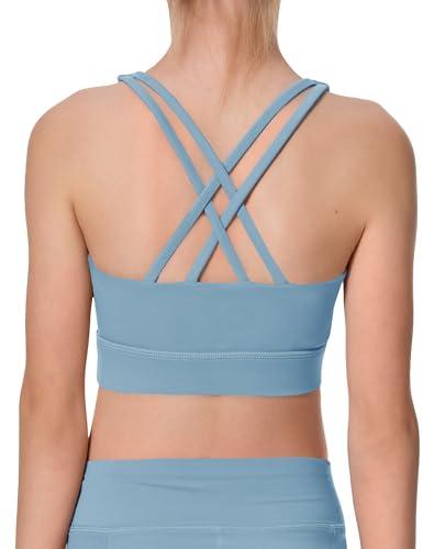 AugIris Girls Sports Bra Training Scoop Neck Cross Back Bras for Teens Kids Sports Comfort Girls Bra Tops 5-6 Y