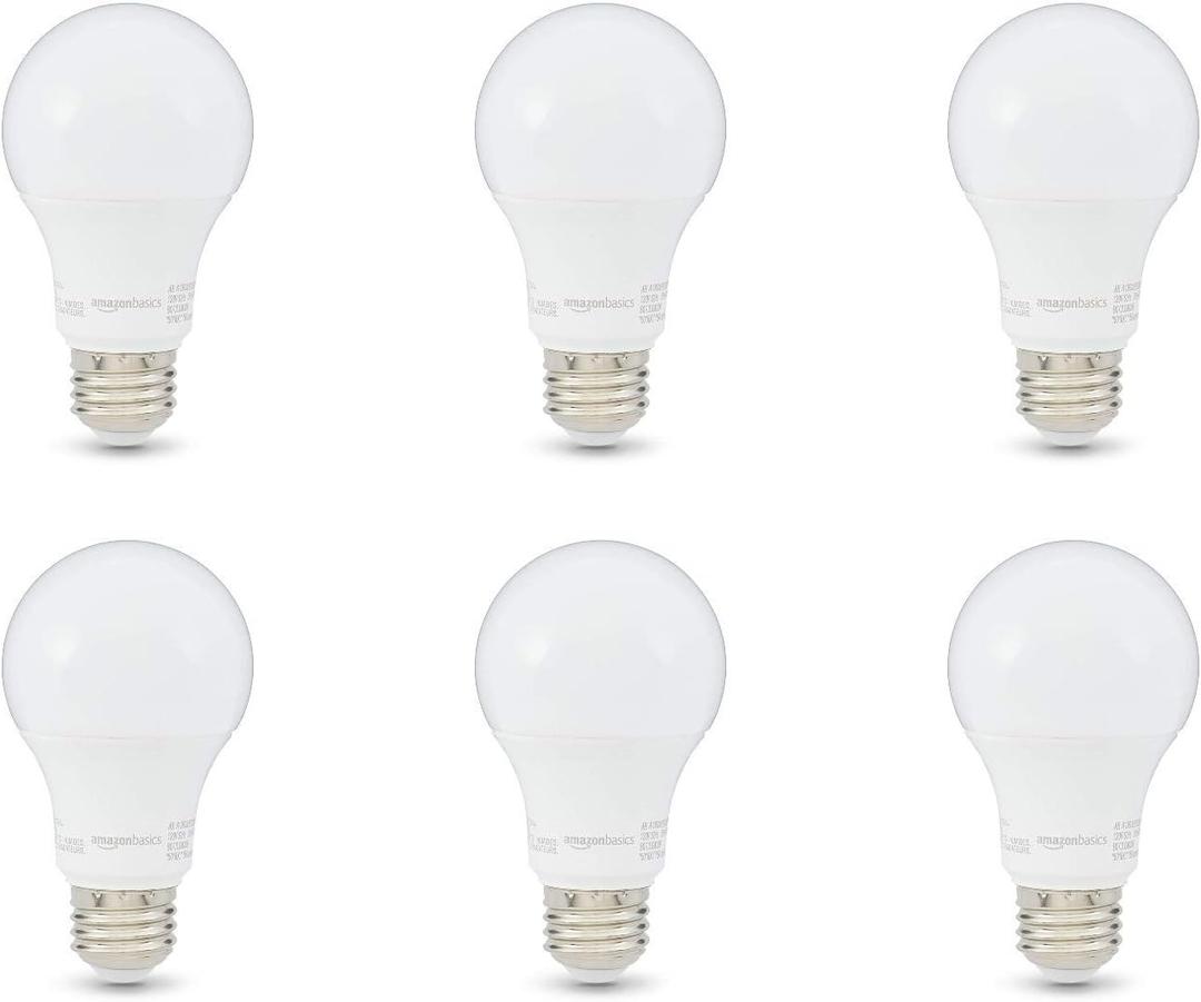 60W Equivalent, Daylight White, Non-Dimmable, Energy Efficient, 10,000 Hour Lifetime, A19 LED Light Bulbs, 6-Pack