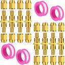 Peryiter 12 Pcs Solid Brass Air Hose Repair Fittings for NPT Replacement Reusable Hose Splicer Air Tube Connectors Repair Kit with Ptfe Tape Brass Connect Adapter (1/4npt-1/4 Inch)