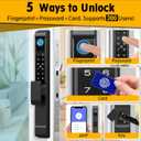 Sliding Glass Door Lock, Eseesmart Sliding Door Smart Lock with Fingerprint Code Keypad RFID Card Bluetooth App Key, Electronic Digital Biometric Keyless Entry Patio Door Lock with Handle