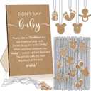 51 Pcs Don't Say Baby Shower Game Supplies Include Kraft Paper Wooden Baby Shower Sign and 50 Wood Pacifier Necklaces for Girl Boy Gender Reveal Party Decor