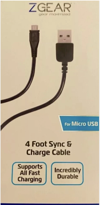 ZGear Micro USB Data Sync and Charge Cable - Black ZGear Micro USB Data Sync and Charge Cable - Black