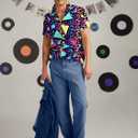 80s 90s Outfit for Men Short Sleeve Button Down Hawaiian Shirt Funny Vintage Retro Beach Shirts (Blue, L)