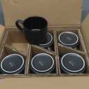 GBHOME 14 OZ Coffee Mugs Set of 6, Stackable Ceramic Mugs for Men, Women, Modern Coffee Cups With Stable Base for Latte, Tea, Cappuccino. Dishwasher & Microwave Safe, Matte Black