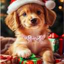 Christmas Dog Collar with Bow Tie, Pink Christmas Tree Collars for Dogs, Adjustable Pet Collar with Cute Xmas Tree Pendant, Winter Dog Accessories for Small Medium Large Dogs M