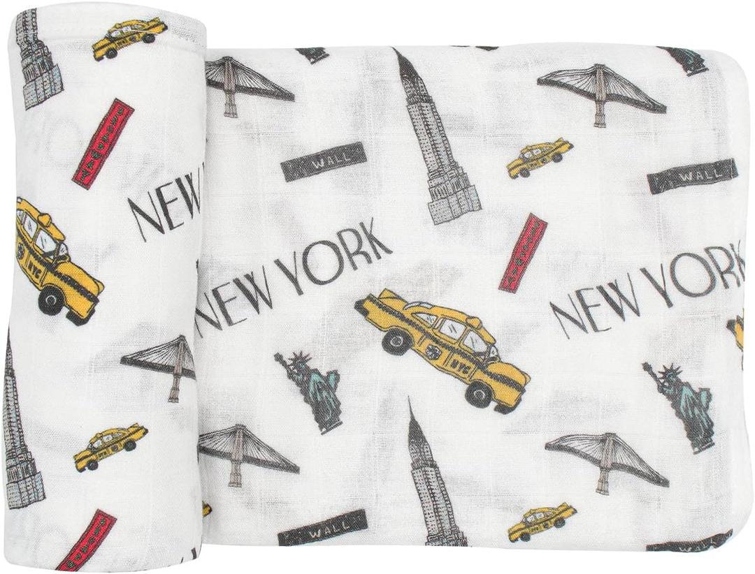 immispace - Ultra Soft Swaddle Blanket | Muslin Blankets for Girls & Boys | Newborns & Infants Gifts | 30% Organic Cotton + 70% Rayon | Large 47" x 47" | Machine Washable (New York)