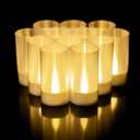 LANKER Flameless Candles with 6H Timer, Battery Operated LED Pillar Candles, D1.5 x H3 Inch, Romantic Flickering Warm White Light, Set of 12 (Warm White)