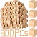Barydat 300 Pcs 0.5 in Wooden Cubes, Unfinished Wooden Blocks for Crafting Natural Craft Wood Square Blank Cube for DIY Project Baby Showers