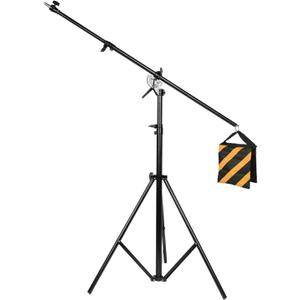 Max 13.2ft/400cm Two Way Adjustable Photo Studio Light Stand with 6.2ft/190cm Boom Arm and Sandbag, Aluminum Alloy Rotable Tripod for Studio Outdoor Photography Portrait Video