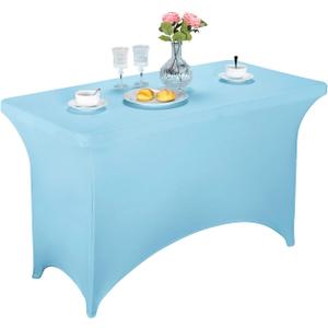 LZY Spandex Fitted Stretch Table Cover for 4ft or 6ft or 8ft Folding Table, Rectangular Cocktail Tablecloth, Perfect for Party or Banquet (Bluemist)