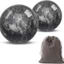Traditional Chinese Baoding Balls, Marble Health Exercise Stress Relief Balls, Dark Grey, 2-Piece Set (Dark Grey, Small-1.38")
