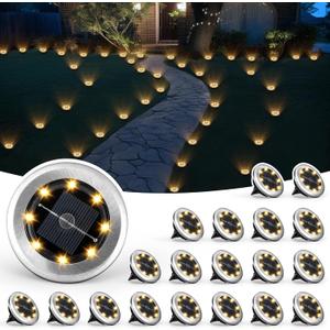 SOLPEX Mini Solar Ground Lights, 20 Pack Solar Lights Outdoor Waterproof, Pathway Lights Solar Powered, Solar Garden Light, Landscape Lighting for Yard Driveway Walkway (Warm White)