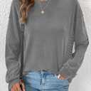 Dokotoo Oversized Crewneck Sweatshirt for Women Long Sleeve Soft Knit Tops Striped Contrast Tunic Shirts Fall Winter Clothes (Gray, M)