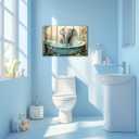 NAMENLAIMI Elephant Bathroom Wall Art Elephant in Bathtub Canvas Prints Funny Animal Paintings Bathroom Pictures for Toilet Farmhouse Wall Decor(Bathroom-3,16.00" x 24.00")