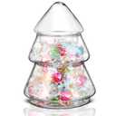 Sliner Christmas Tree Candy Jars Glass Cookie Jars with Lids Lovely Christmas Tree Jar Bowl Food Storage Container for Xmas Festival Holiday Party Gift Table Decoration(5.71 x 3.94 Inch, Clear)