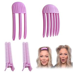 Hair Volume Clips For Roots 4 Pcs Hair Volume Clip, Volume Comb, Root Clips For Hair Volume, Volumizing Hair Clips Suitable for Salon Hairstyling to Create Fluffy Bangs, (Purple, Pink)