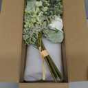 YJ Fake Flowers with Vase, Silk Roses Artificial Flowers in Vase, Faux Flower Plant Arrangement Suitable for Home Office Decoration, Dining Table Centerpiece(White)