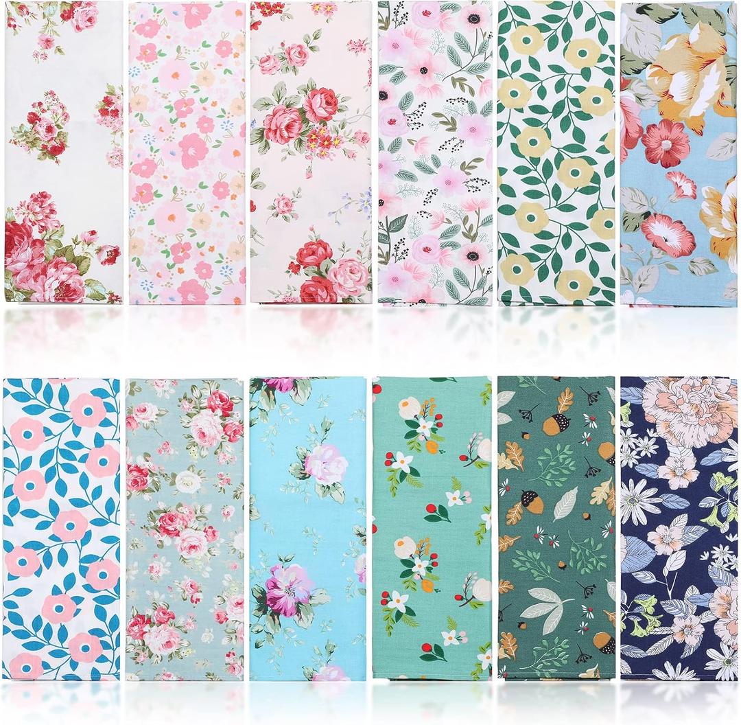 Tatuo Spring Flower Cotton Cloth Napkins Set of 24, 15 x 15 Inch Floral Dinner Napkins Soft Absorbent Washable for Family Cocktail Wedding Kitchen Dining Room Table Tea Party(Lovely Flowers)