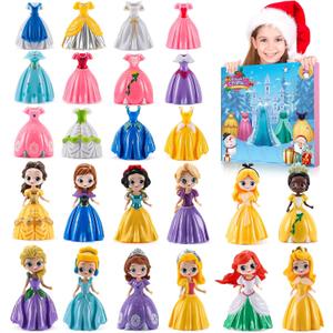 Advent Calendar Princess Toy - Princess Deformation Toy Christmas Countdown Calendars Princess Transformable Toys for Girls Xmas Gifts Play Party Favor