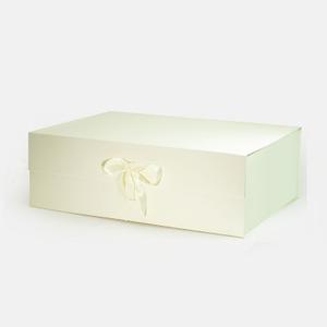 Geoto 23.6x17.3x7.87in | 60x44x20cm XXL Extra Large Magnetic Flap Gift Boxes,Luxury Big Collapsible Box for Present Packaging Wholesale (Ivory with Ribbon), 1 Count