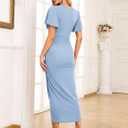 AISWI Maternity Nursing Dress (Blue, S)