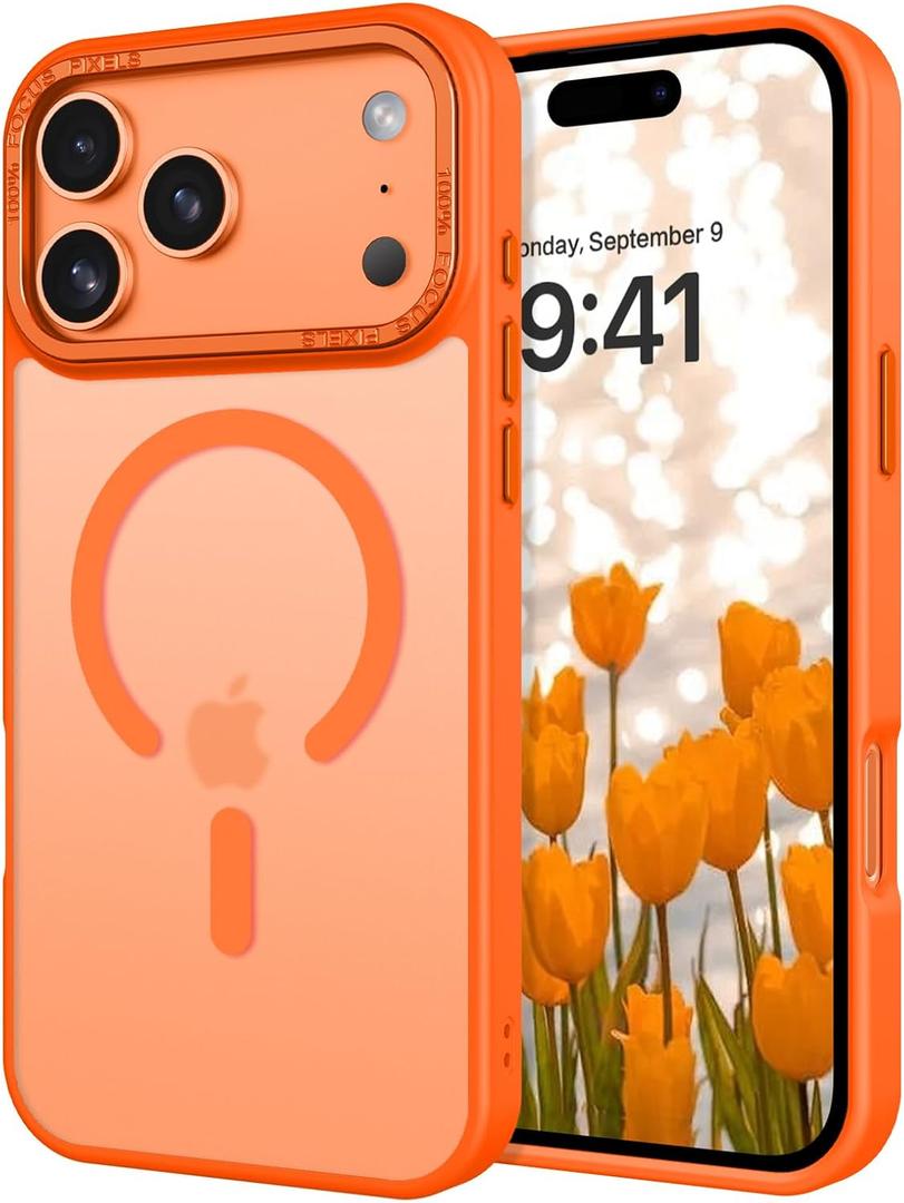 VENINGO for iPhone 17 Pro Max Case,Magnetic Compatible with MagSafe,Matte Slim Fit,Anti-Fingerprint Shockproof Protective Phone Case for iPhone 17 Pro Max 6.9",Cosmic Orange