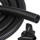 CrocSee 10ft - 1 inch Flame Retardant Split Wire Loom Tubing with Installation Tool - Flexible Wire Covers Cord Protectors - Black