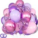 68Pcs Pink and Purple Balloons 12 Inch Metallic Purple Pink Latex Balloon Confetti ballons with Ribbons Party Balloons for Wedding Girls Birthday Baby Shower Decorations.