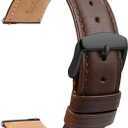 Leather Watch Band Men - Brown Quick Release Watch Strap for Women Replacement - Soft Smart Watch Bracelet with Clasp Buckle for ladies - 14mm 16mm 18mm 19mm 20mm 21mm 22mm 23mm 24mm