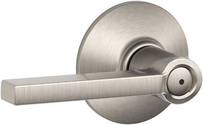 Schlage F40 LAT 619 Latitude Door Lever, Bed & Bath Privacy Lock, Satin Nickel