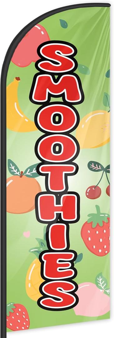 Smoothies Feather Flag for Business Advertising 6 FT Swooper Flag for Storefronts Retailers Shops Food Trucks Events and Fairs (Flagpole Not Included)