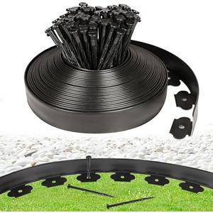 JERIA 2 Inch Tall 66 FT Garden Edging Kit with 90pcs Spikes, Plastic Edging for Landscaping