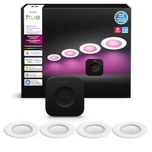 Philips Hue Starter Kit: Bridge Pro & 4 Retrofit Recessed Downlights 5/6-inch, White & Color Ambiance, Dimmable, Smart Light Hub,Works with Voice