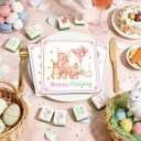 2 x 50PCS Easter Mahjong Party Cocktail Napkins, Pink Watercolor Bunny Mahjong Disposable Paper Beverage Napkins for Spring Holiday Dinner Wedding Baby Shower Birthday Party Supplies