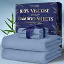 DECOLURE 100% Viscose Derived from Bamboo Sheets King Size 4pcs - Ultra Soft & Luxuriously Cooling, 17" Deep Pocket, Double Stitching, Perfect for Hot Sleepers - King Bed Sheets (Light Blue)