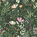 Floral Peel and Stick Wallpaper Boho Floral Contact Paper Flower Removable Self Adhesive Contact Paper Wildflower Dark Green Vintage Waterproof Wallpaper Bathroom Bedroom Leaf 17.3inW 787inL