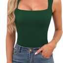 OwnTime Womens Square Neck Tank Tops Dressy Summer Sleeveless Shirts Sexy Going Out Fitted Trendy Tops T Shirts Blouses Size M