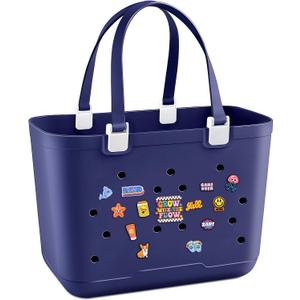 X-Large Rubber Beach Tote Bag, 18.9 "L x 9.4 "W x 13.8 "H Waterproof EVA Beach Totes with Zipper Pocket