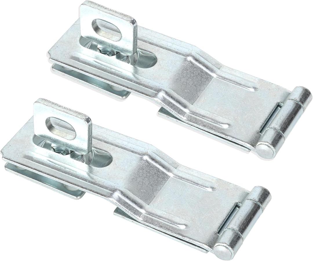 4-1/2" Swivel Staple Safety Hasps, Gate Door Hasp Latches Safety Packlock Clasp Locking with Twist Knob for Fence, Gate, Cabinet, in Zinc Plated, 2 Pack