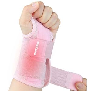 Compression Wrist Brace for Men and Women, Recovery Night Wrist Sleep Support Brace - Adjustable Support Splint for Wrist Pain, Carpal Tunnel, Arthritis, Tendonitis (Pink, Left Hand, Small/Medium)