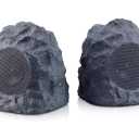 Theater Solutions B43GR Fully Wireless 120 Watt Rechargeable Battery Bluetooth Rock Speaker Pair Slate Grey Link Up to 99 Speakers Wirelessly, Slate Gray