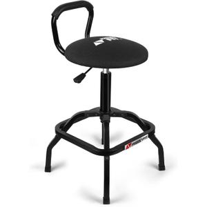 Garage Stool, Adjustable Height Swivel Work Mechanic Shop Stool with Backrest, Pneumatic Shop Chair for Home, Workshop, 300 LBS Capacity, 360 Rotation, Heavy Duty, Black